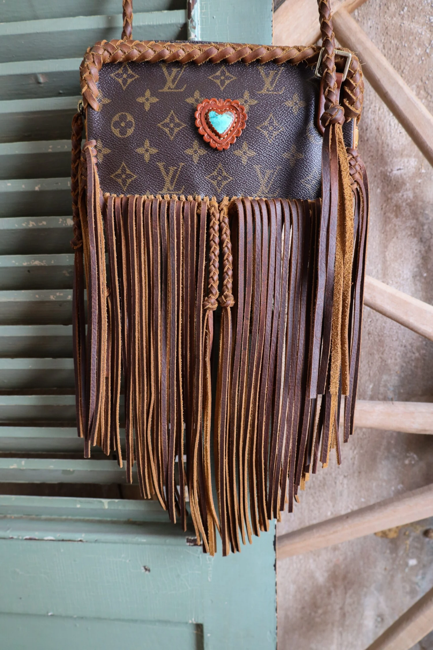 LEATHER AND VODKA MARLY CAMEL FRINGE 20CT KINGMAN TURQUOISE BAG 2 LEATHER AND VODKA MARLY CAMEL FRINGE 20CT KINGMAN TURQUOISE BAG - Image 2