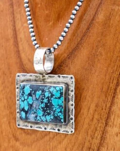 Richard Schmidt Rectangle On Rectangle Turquoise Pendant 8 Richard Schmidt Rectangle On Rectangle Turquoise Pendant -Western Cowboy Clothing Store 0D6A1890