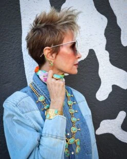 CHRISTINA GREENE SQUASH BLOSSOM TURQUOISE NECKLACE -Western Cowboy Clothing Store 0D6A9174