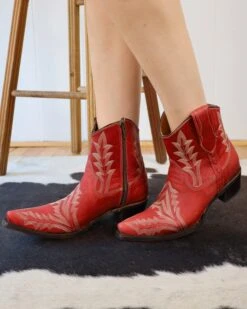 Corral Boots CIRCLE G BY CORRAL WOMEN'S RED EMBROIDERY ANKLE BOOT -Western Cowboy Clothing Store 104 bcb9d88d 0e7c 4f89 ad32 5a30d4773f96
