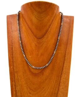 RICHARD SCHMIDT 18" NAVAJO PEARL AND GOLF FILLED 4MM BEAD NECKLACE