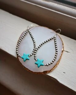 TURQUOISE STAR ON NAVAJO PEARL EARRING -Western Cowboy Clothing Store 110 e4e80161 2481 4237 8c47 d4400cc9a348