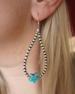 TURQUOISE STAR ON NAVAJO PEARL EARRING -Western Cowboy Clothing Store 114 022eb56b e3f0 4508 b710 e5e6d4e9e866