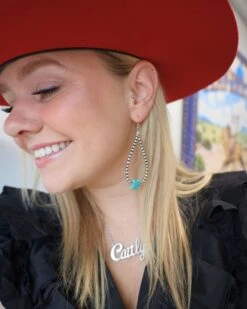 TURQUOISE STAR ON NAVAJO PEARL EARRING -Western Cowboy Clothing Store 116 ef9a7df5 4abb 4665 9e27 01af8ce6456c