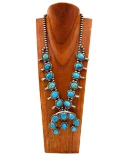 LARGE TURQUOISE SQUASH BLOSSOM NECKLACE
