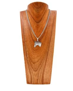MARGARET SULLIVAN STERLING SILVER HORSE HEAD WITH 14K GOLD NECKLACE