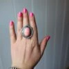 NAVAJO QUEEN PINK CONCH OVAL ROPE RING- SIZE 6.5