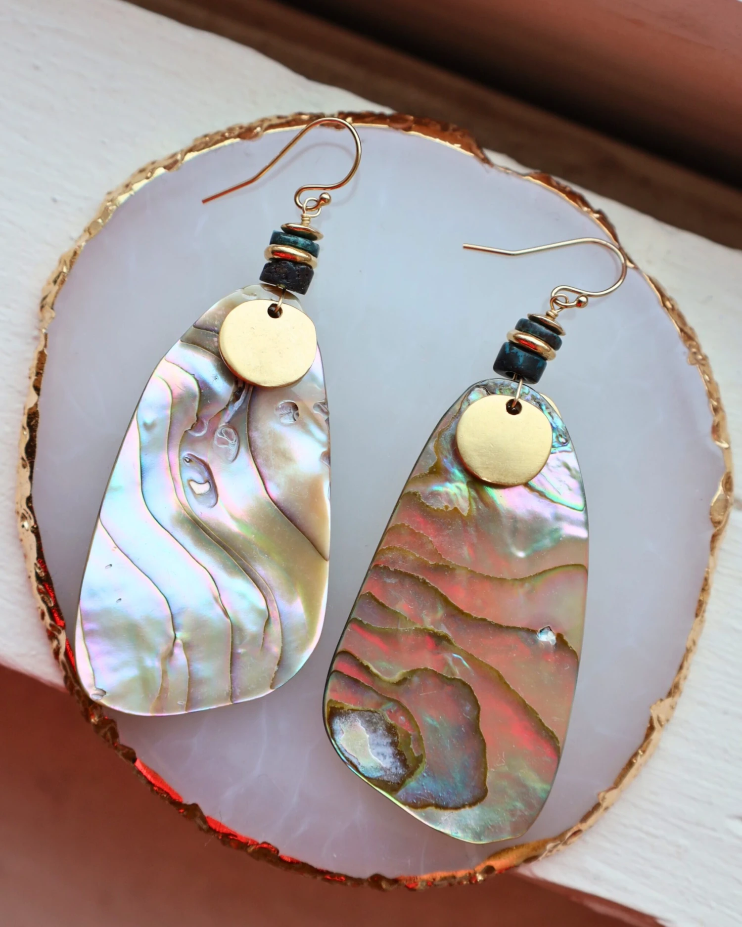 PEYOTE BIRD ABALONE SLAB DANGLE EARRING 3 PEYOTE BIRD ABALONE SLAB DANGLE EARRING - Image 3