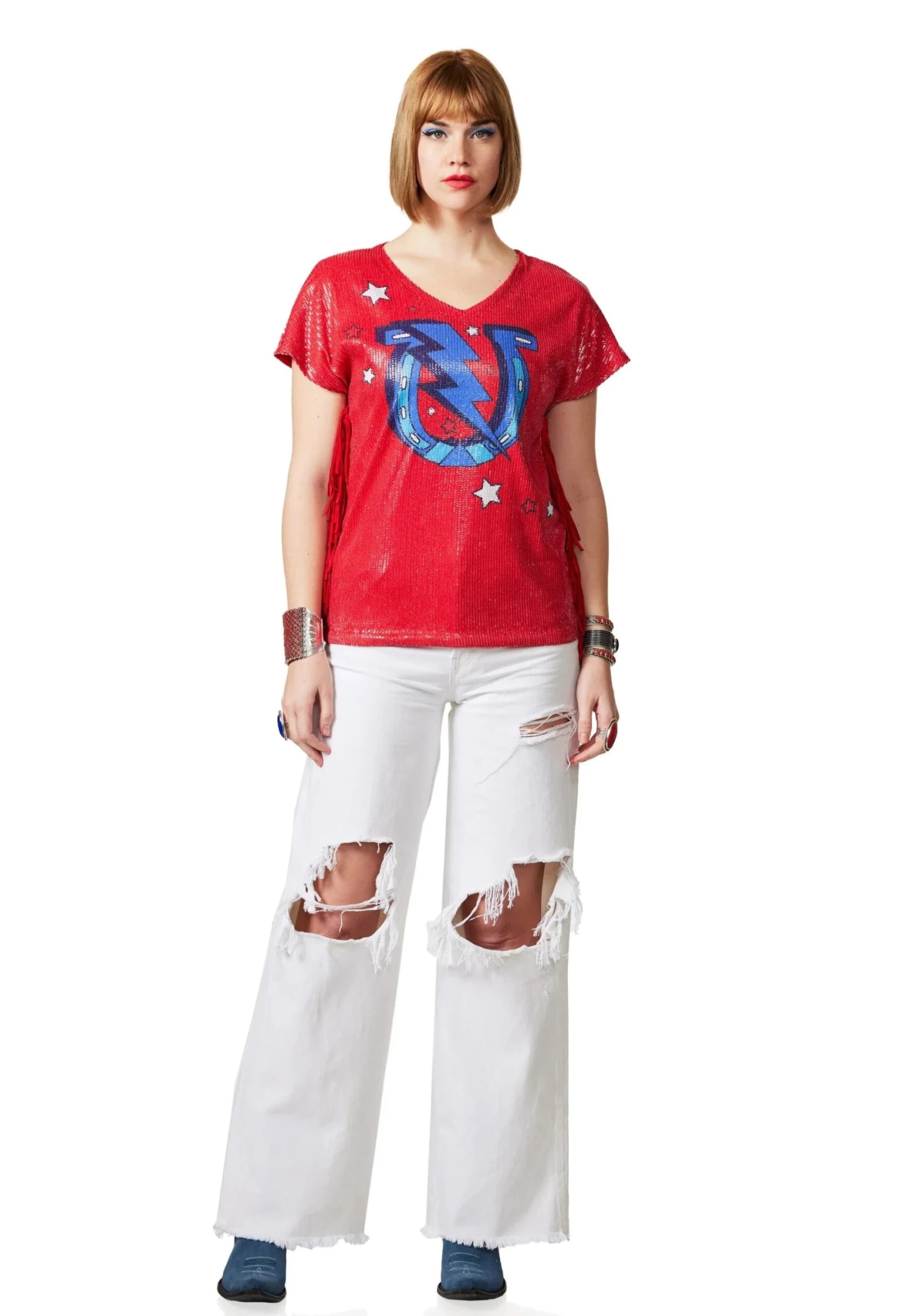 DOUBLE D RANCHWEAR HORSESHOE HEAVENS TOP 1 DOUBLE D RANCHWEAR HORSESHOE HEAVENS TOP