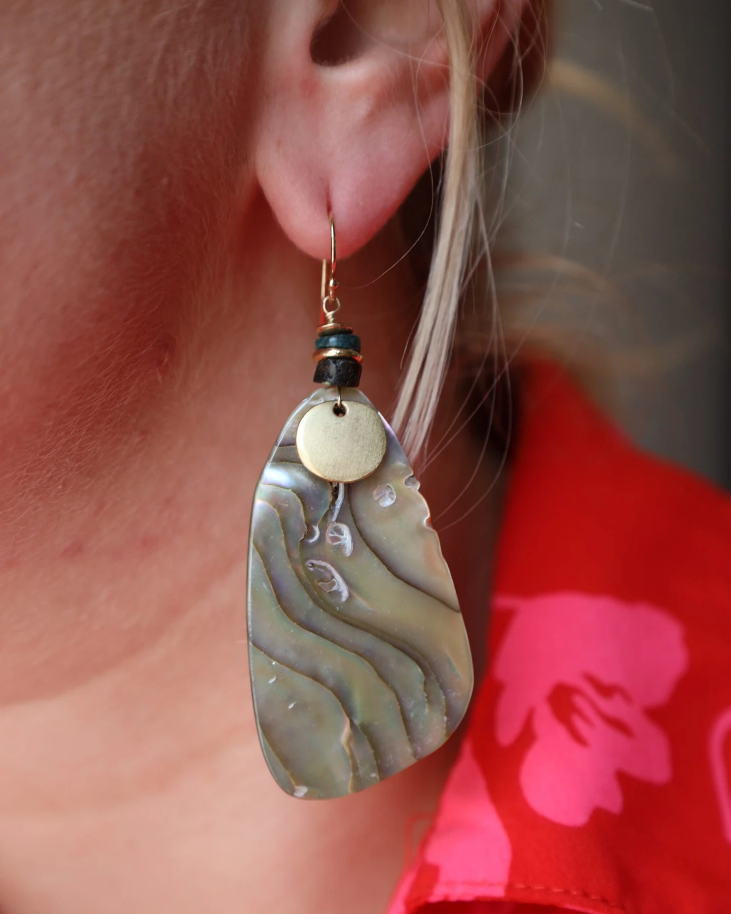 PEYOTE BIRD ABALONE SLAB DANGLE EARRING 7 PEYOTE BIRD ABALONE SLAB DANGLE EARRING - Image 7