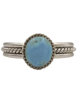 LIGHT BLUE TURQUOISE ROUND WITH ROPE CUFF