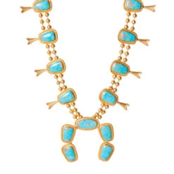 CHRISTINA GREENE SQUASH BLOSSOM TURQUOISE NECKLACE