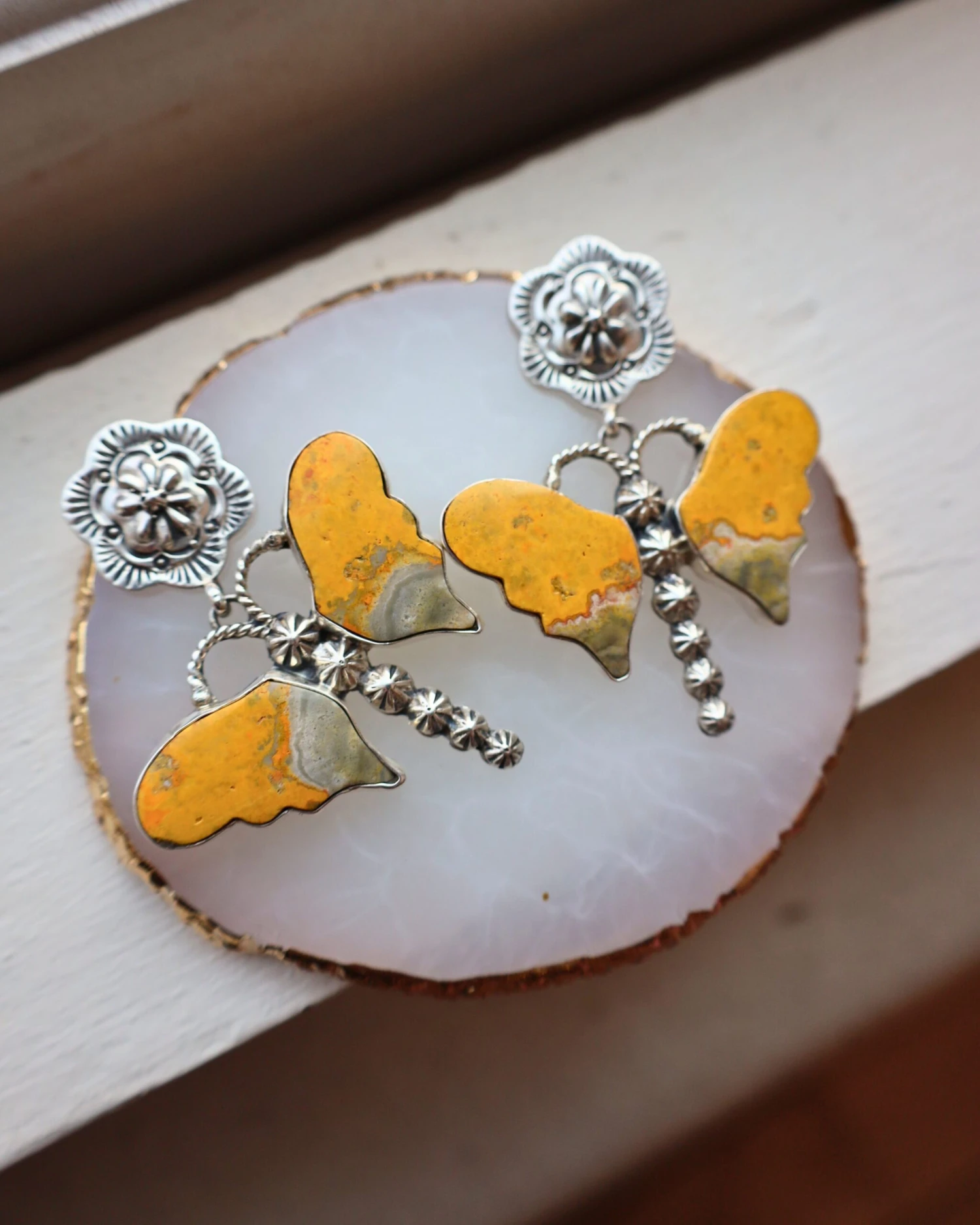 LARGE BUMBLE BEE JASPER FIREFLY EARRING 4 LARGE BUMBLE BEE JASPER FIREFLY EARRING - Image 4