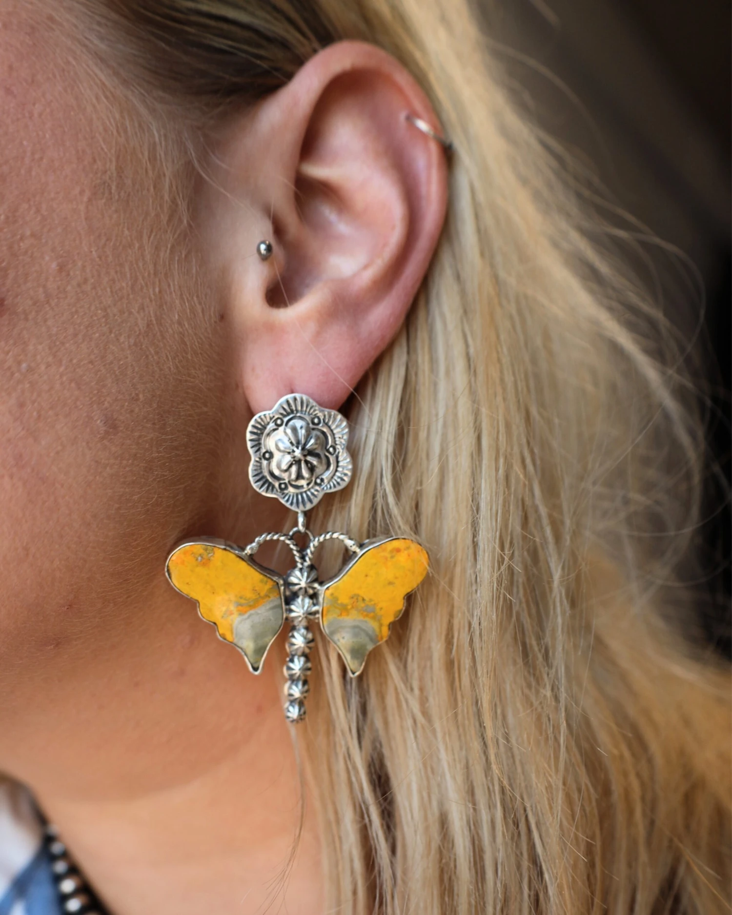 LARGE BUMBLE BEE JASPER FIREFLY EARRING 2 LARGE BUMBLE BEE JASPER FIREFLY EARRING - Image 2