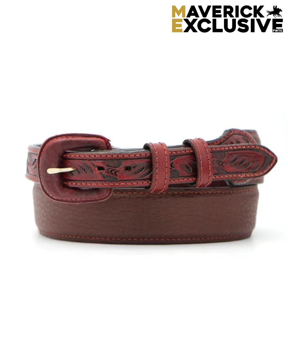 Vogt Tooled Bison Belt With Taper 1 Vogt Tooled Bison Belt With Taper