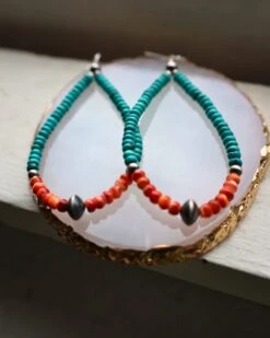 RICHARD SCHMIDT MIX TURQUOISE, SPINY OYSTER AND NAVJO PEARL SAUCER EARRING -Western Cowboy Clothing Store 242 47cc65e6 cbe2 4bc7 8734 8fffb1a7219d