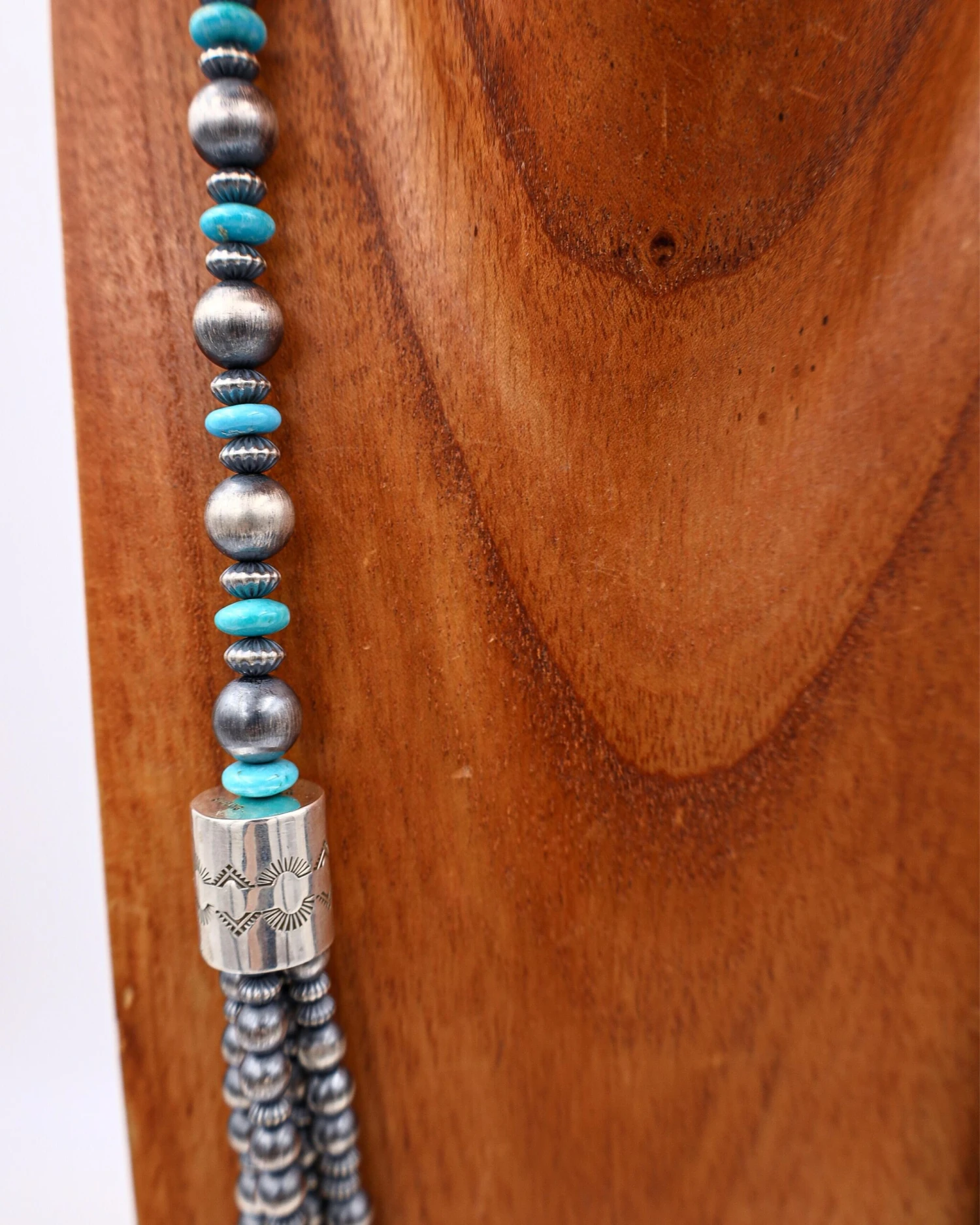 38" 4 STRAND TURQUOISE NAVAJO PEARL NECKLACE 4 38" 4 STRAND TURQUOISE NAVAJO PEARL NECKLACE - Image 4