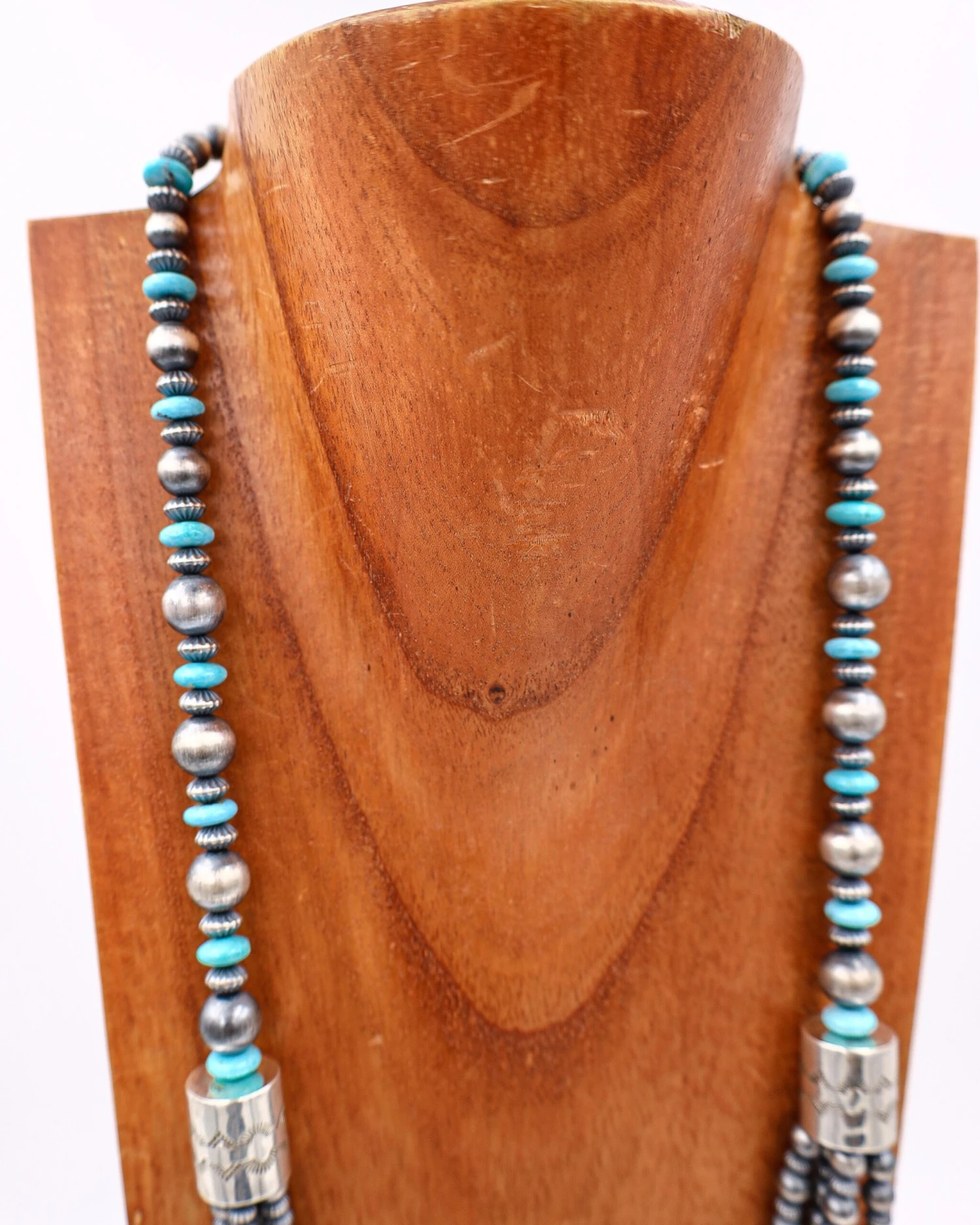38" 4 STRAND TURQUOISE NAVAJO PEARL NECKLACE 5 38" 4 STRAND TURQUOISE NAVAJO PEARL NECKLACE - Image 5