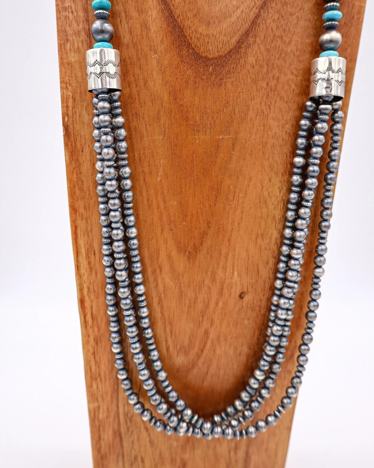 38" 4 STRAND TURQUOISE NAVAJO PEARL NECKLACE 6 38" 4 STRAND TURQUOISE NAVAJO PEARL NECKLACE - Image 6