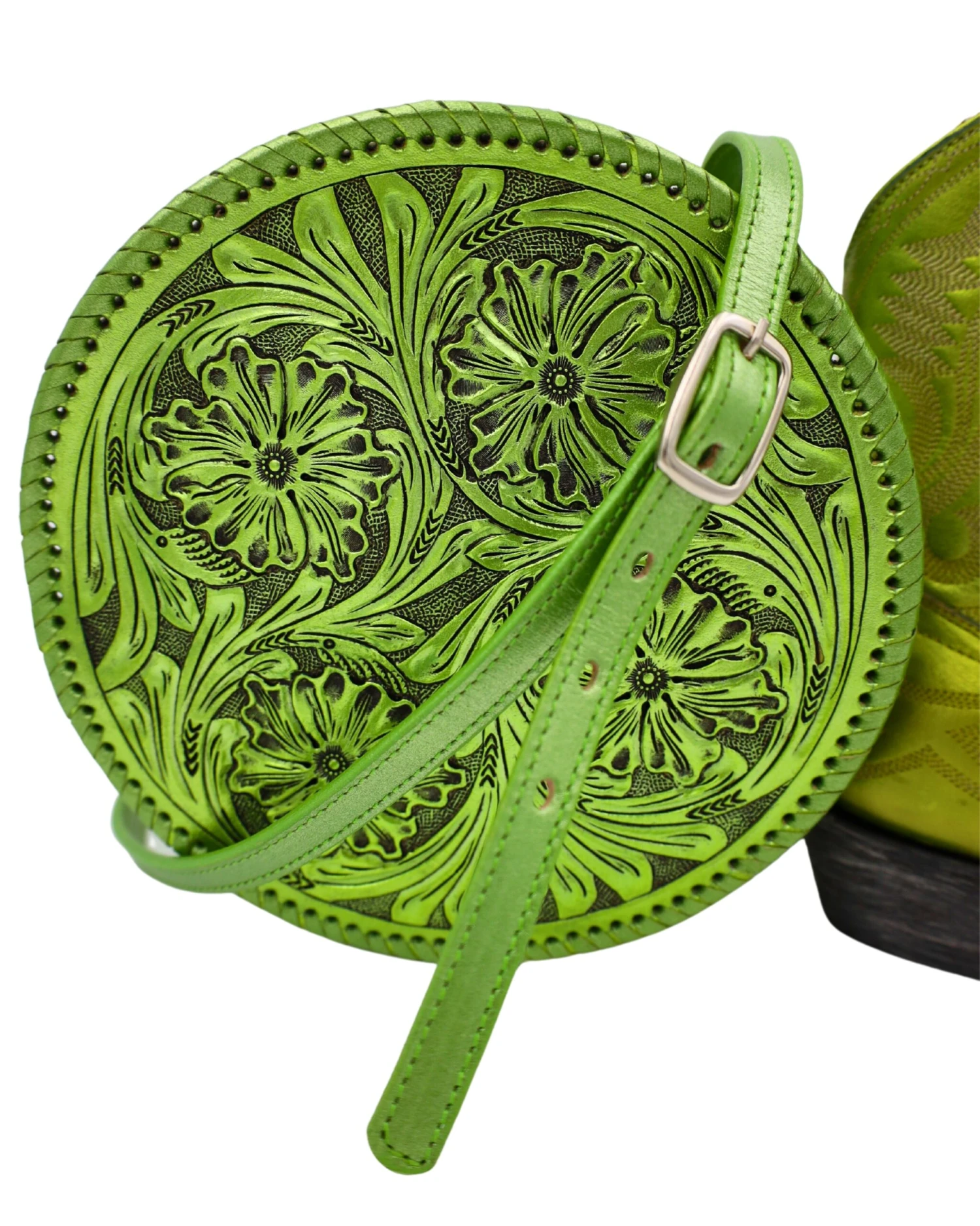 QUE CHULA REDONDO METALLIC GREEN PURSE 1 QUE CHULA REDONDO METALLIC GREEN PURSE