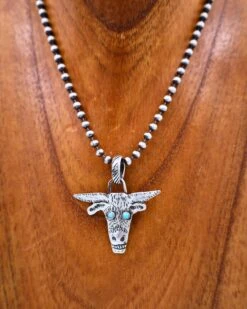 MARGARET SULLIVAN LONGHORN TURQUOISE EYES NECKLACE -Western Cowboy Clothing Store 273 8a117502 bcb1 44f3 a281 ec2ee29a778c