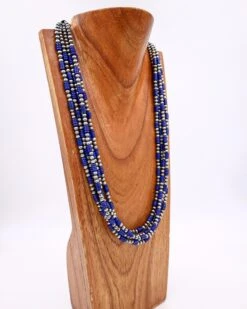26-28" 5 STRAND LAPIS & NAVAJO PEARL NECKLACE -Western Cowboy Clothing Store 278