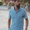 FAHERTY INDIGO STRIPE POLO