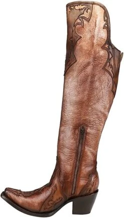 Corral Boots CORRAL WOMEN'S CHOCOLATE OVERLAY & EMBROIDERY WESTERN BOOTS -Western Cowboy Clothing Store 51toE 1jgfL. AC UY1000