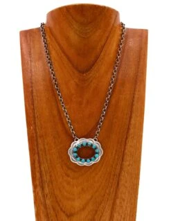 OPEN OVAL TURQUOISE ROUNDS NECKLACE