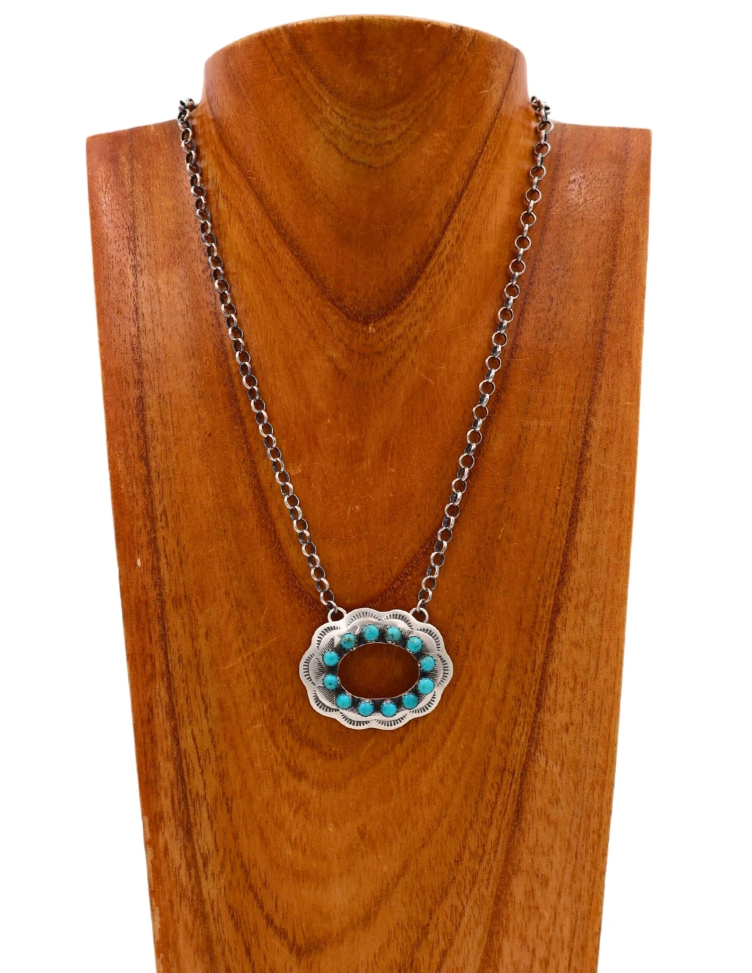 OPEN OVAL TURQUOISE ROUNDS NECKLACE 1 OPEN OVAL TURQUOISE ROUNDS NECKLACE