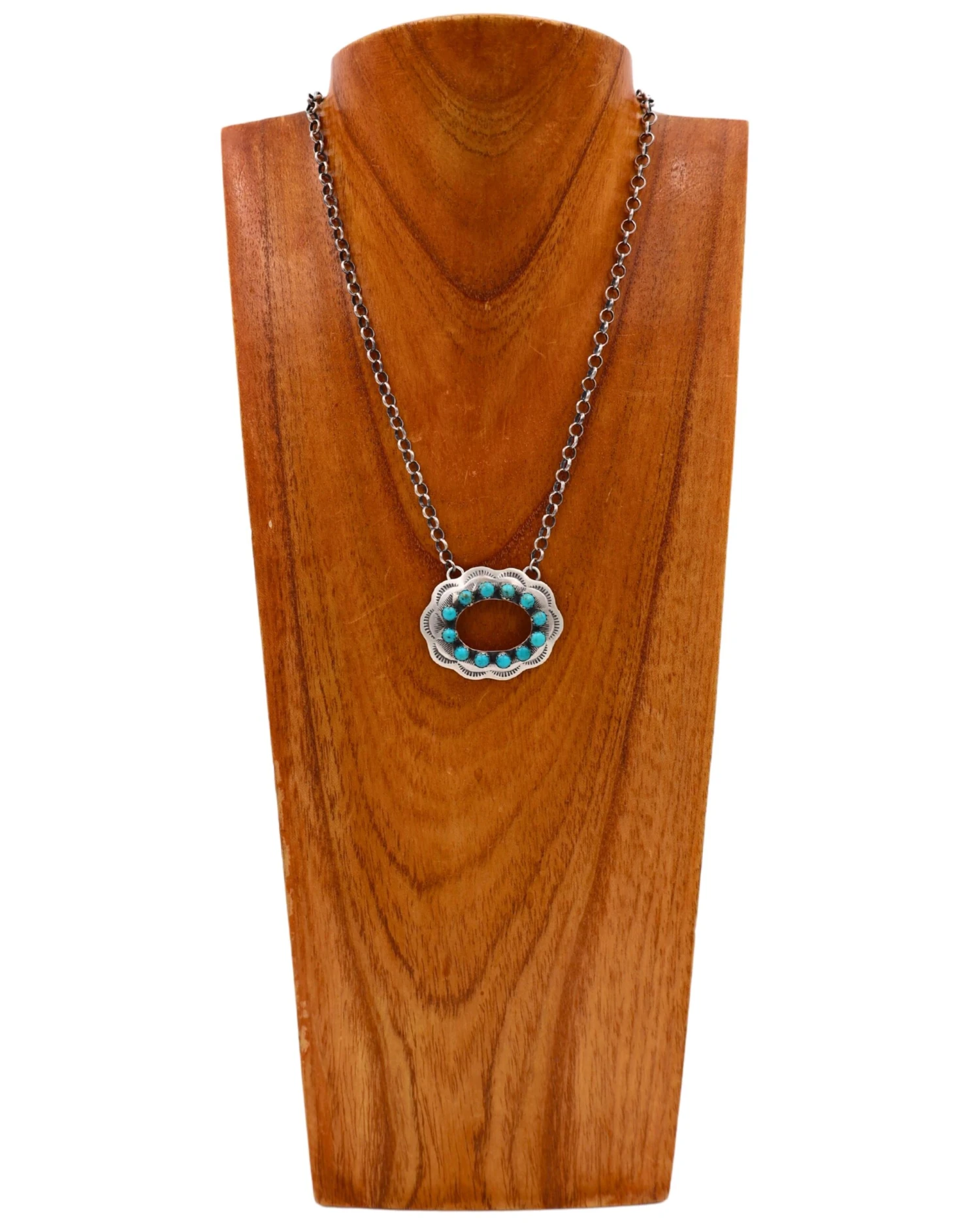 OPEN OVAL TURQUOISE ROUNDS NECKLACE 2 OPEN OVAL TURQUOISE ROUNDS NECKLACE - Image 2