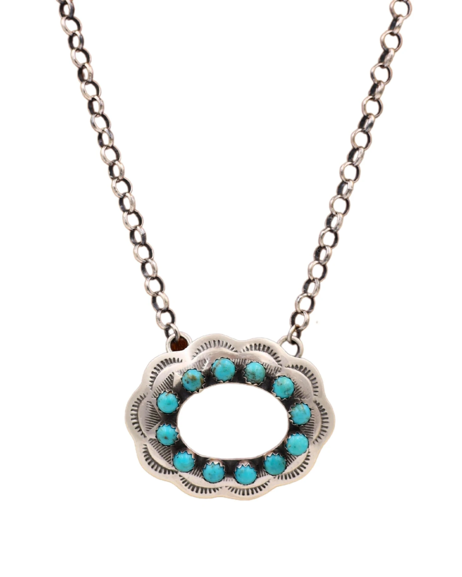 OPEN OVAL TURQUOISE ROUNDS NECKLACE 3 OPEN OVAL TURQUOISE ROUNDS NECKLACE - Image 3