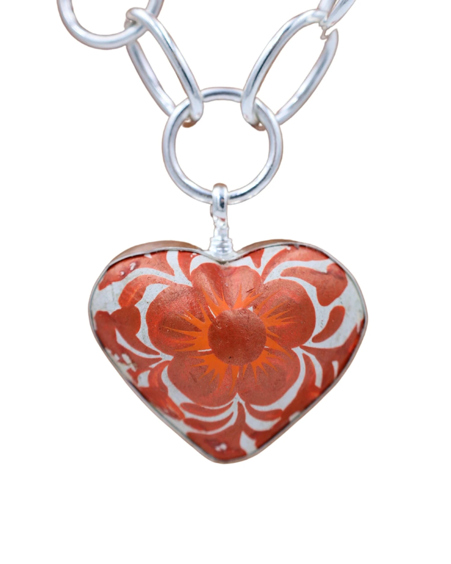 COREEN CORDOVA WHITE HEART ORANGE FLOWER PENDANT 1 COREEN CORDOVA WHITE HEART ORANGE FLOWER PENDANT
