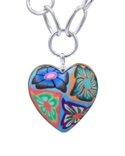 COREEN CORDOVA HEART 4 MULTI FLOWERS PENDANT