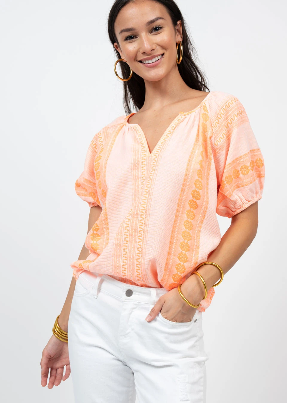 IVY JANE JACQUARD PEASANT BLOUSE 1 IVY JANE JACQUARD PEASANT BLOUSE