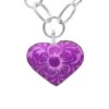 COREEN CORDOVA LAVENDER HEART WITH PURPLE FLOWER PENDANT