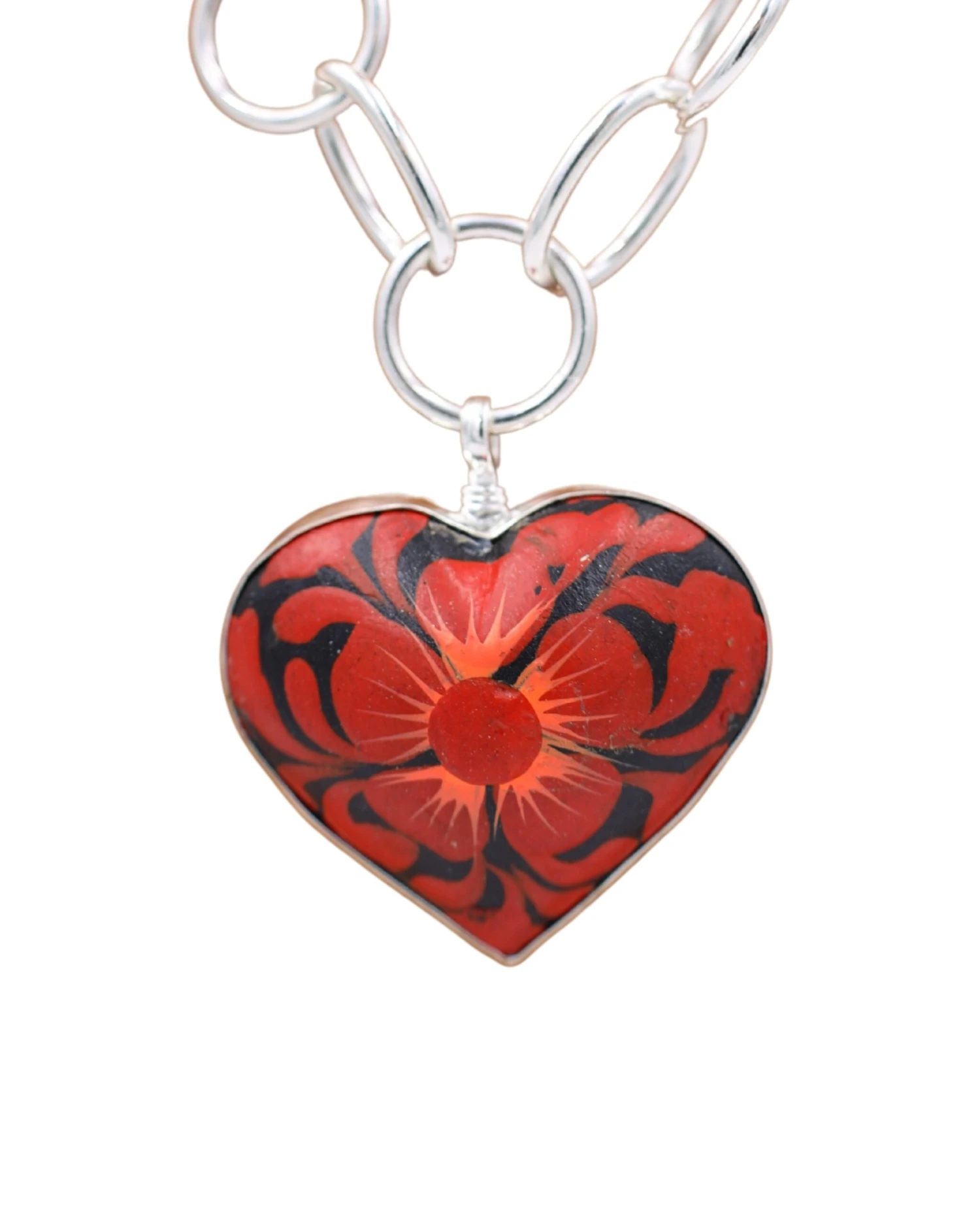 BLACK HEART RED FLOWER PENDANT 1 BLACK HEART RED FLOWER PENDANT