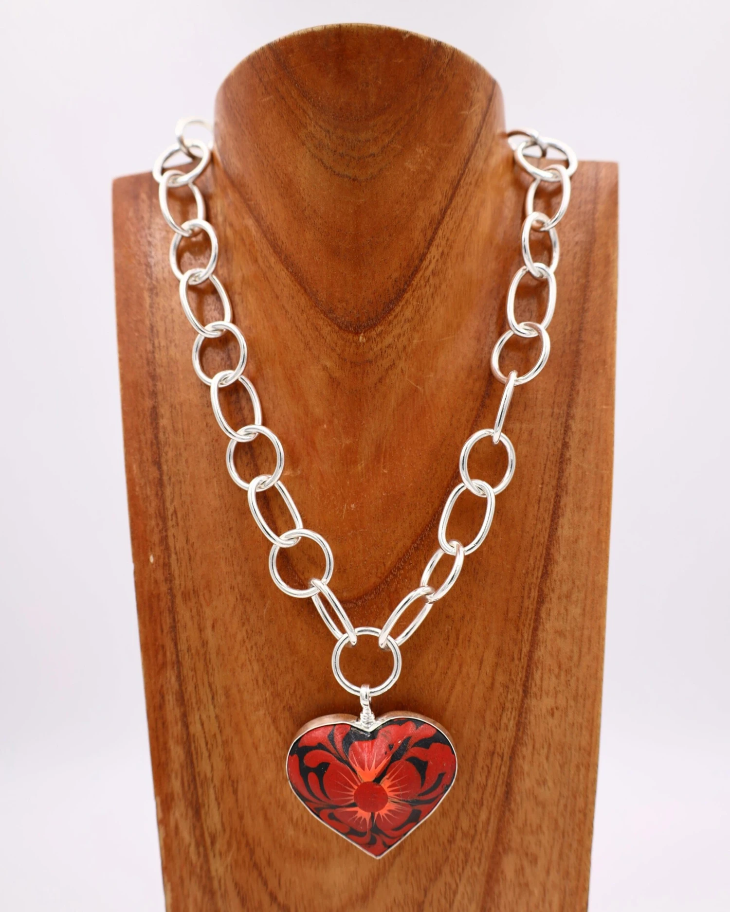 BLACK HEART RED FLOWER PENDANT 2 BLACK HEART RED FLOWER PENDANT - Image 2