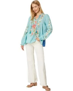 JOHNNY WAS Nalina Ruffle Scarf Back Blouse -Western Cowboy Clothing Store 71x5inRDdoL. AC SR1472 1840