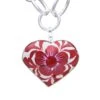 COREEN CORDOVA WHITE HEART RED FLOWER PENDANT