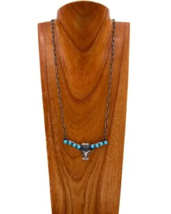 LONGHORN WITH TURQUOISE HORNS NECKLACE