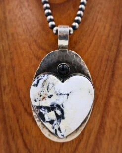 RICHARD SCHMIDT WHITE BUFFALO HEART WITH ONYX DOT PENDANT -Western Cowboy Clothing Store 78 2c286b36 da7a 4ee7 a0f2 3df502a4dedc