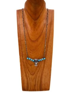 LONGHORN WITH TURQUOISE HORNS NECKLACE -Western Cowboy Clothing Store 79 7d3e7cf7 1e28 4d34 ae1a 41614061ac7a