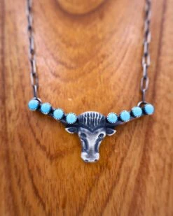 LONGHORN WITH TURQUOISE HORNS NECKLACE -Western Cowboy Clothing Store 80 d9b37e75 d861 4c5f 9dc4 9547223a2475