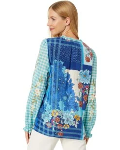 JOHNNY WAS Nalina Ruffle Scarf Back Blouse -Western Cowboy Clothing Store 81Yhxw2ViML. AC SR1472 1840