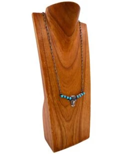 LONGHORN WITH TURQUOISE HORNS NECKLACE -Western Cowboy Clothing Store 81 3197d583 dd69 4291 8cbb e652b1a0aadd