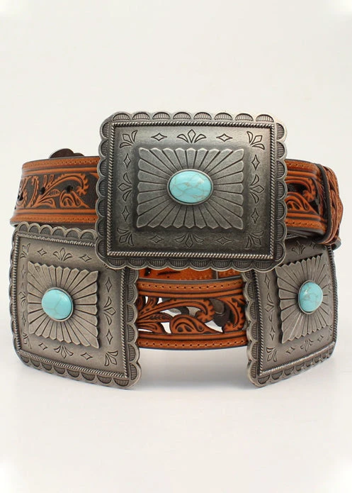 CUTOUT WITH CONCHO TURQUOISE STONE BELT 1 CUTOUT WITH CONCHO TURQUOISE STONE BELT