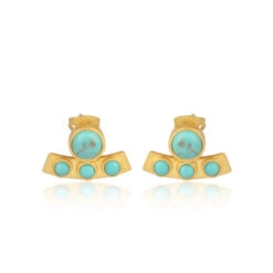 CHRISTINA GREENE TURQUOISE CURVED BAR STUDS EARRINGS