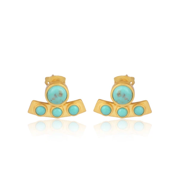 CHRISTINA GREENE TURQUOISE CURVED BAR STUDS EARRINGS 1 CHRISTINA GREENE TURQUOISE CURVED BAR STUDS EARRINGS