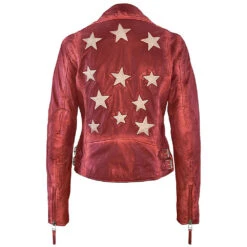 MAURITIUS WOMEN'S CHRISTY STAR WITH BUCKLES JACKET- RED -Western Cowboy Clothing Store CHIRSTYRFREDback